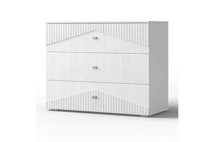 Комод «Оливия» 3Я КМК 0971.19, белый/ясень белый текстурный