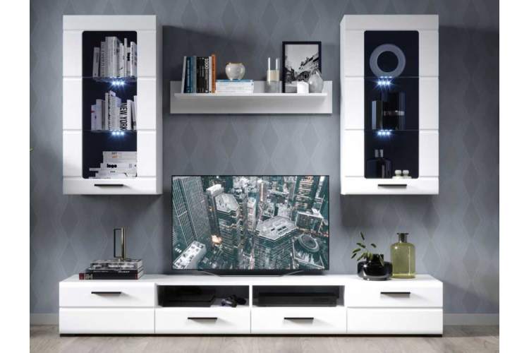 Стенка «Рио-2», Белый жемчуг/белый глянец-1