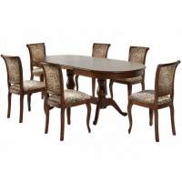 Обеденная группа (Стол Фабрицио-2 овал и 6 стульев Кабриоль), орех темный