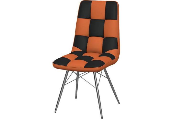 Стул «Бордо» двухцветный оранжево-коричневый, паук хром