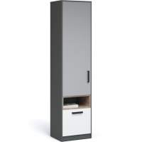 Шкаф-пенал «Квадро» 50 1д1ящ, Антрацит/Дуб эндгрейн/Шиншилла/Белый
