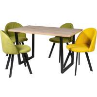 Обеденная группа (Стол Патика и 4 стула Спайдер), ткань Канди Олива