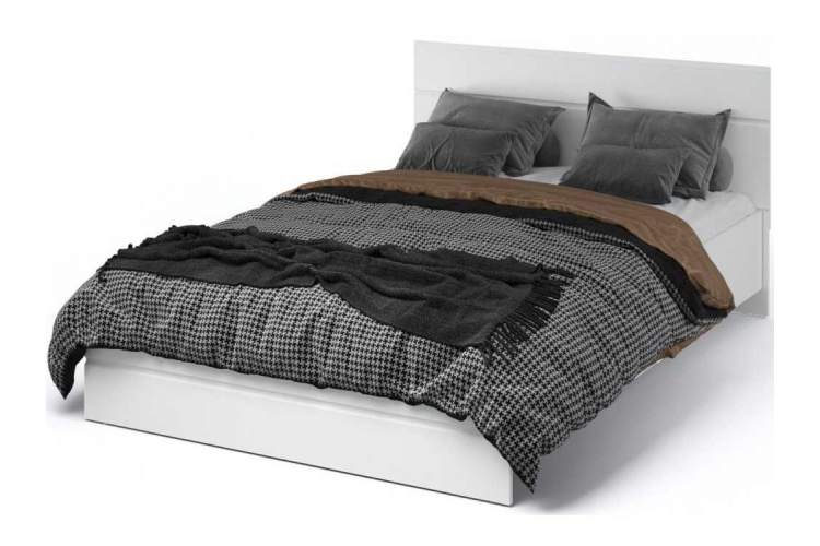 Кровать «Йорк» 160*200 без ламелей, Белый/белый глянец-1