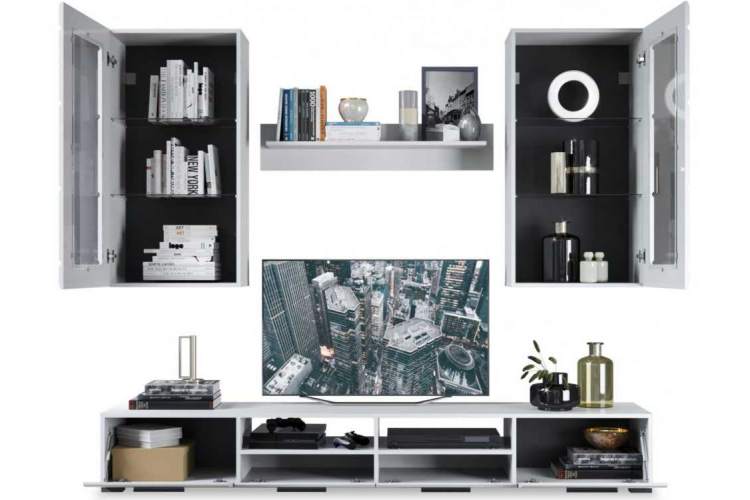 Стенка «Рио-2», Белый жемчуг/белый глянец-7