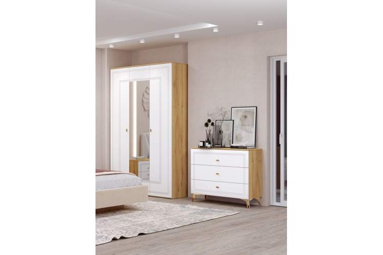 Шкаф Вега Сапфир 3дв, белый глянец-6