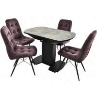 Обеденная группа (Стол Корсика Мрамор светлый и 4 Бордо Милано 09), черный