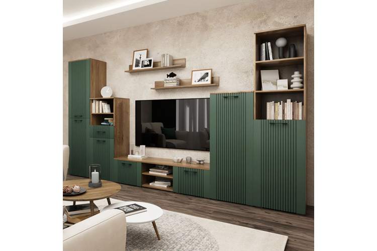 Тумба «Монреаль» 1Д КМК 0986.3, дуб канзас/зеленый матовый-7