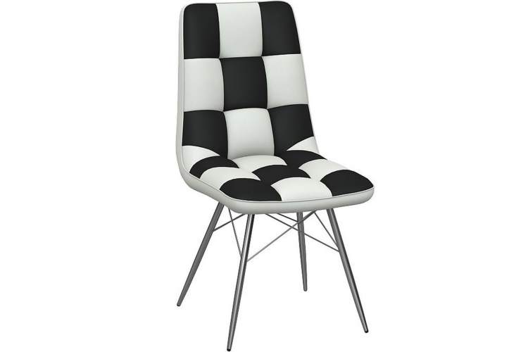 Стул «Бордо» двухцветный бело-черный, паук хром-2