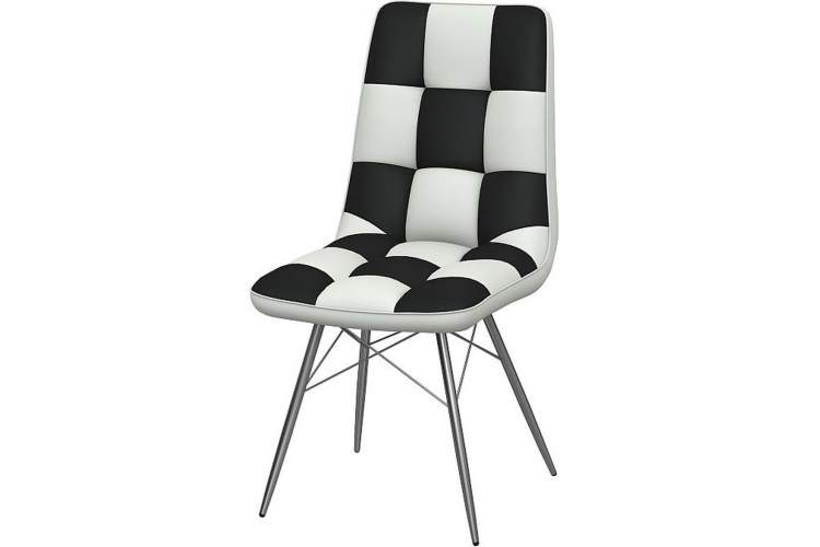Стул «Бордо» двухцветный бело-черный, паук хром-1