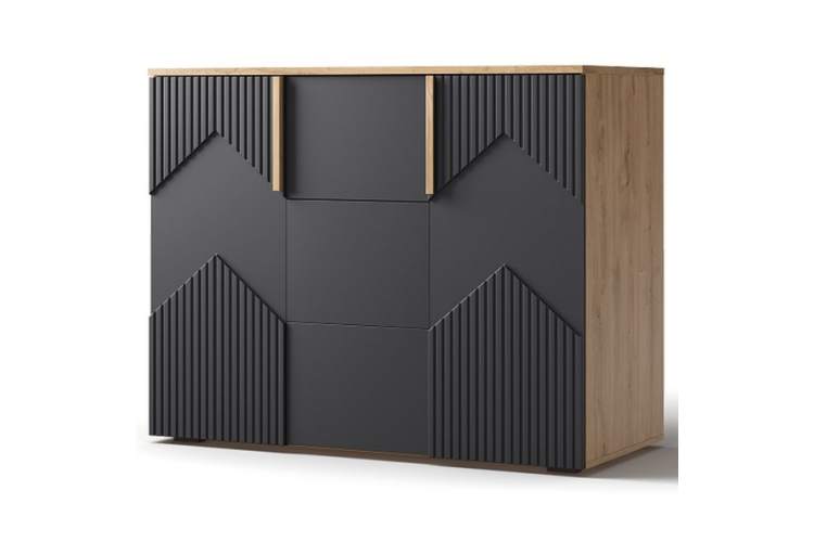 Комод «Оливия» 2Д3Я КМК 0971.2, дуб наварра/шагрень черная