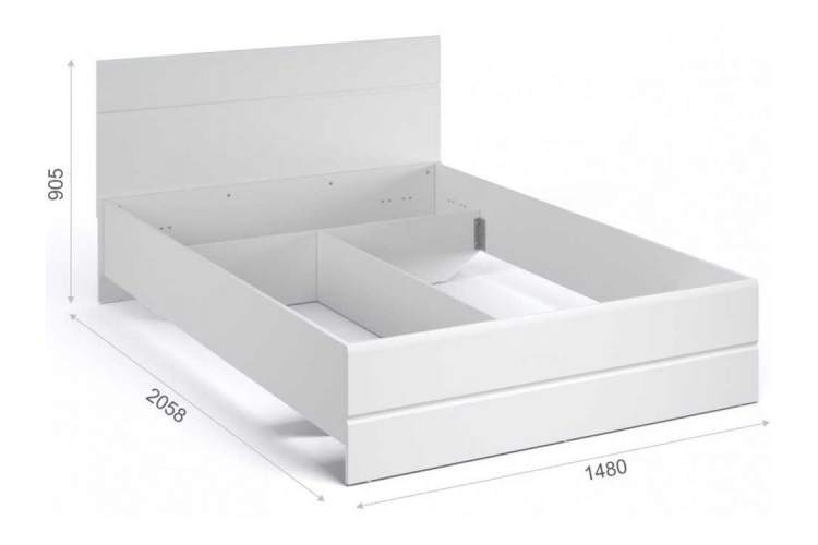 Кровать «Йорк» 140*200 без ламелей, Белый/белый глянец-2