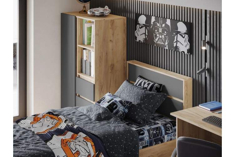 Комод «Хелен» КМ-03 5 ящиков, графит/дуб крафт золотой-5