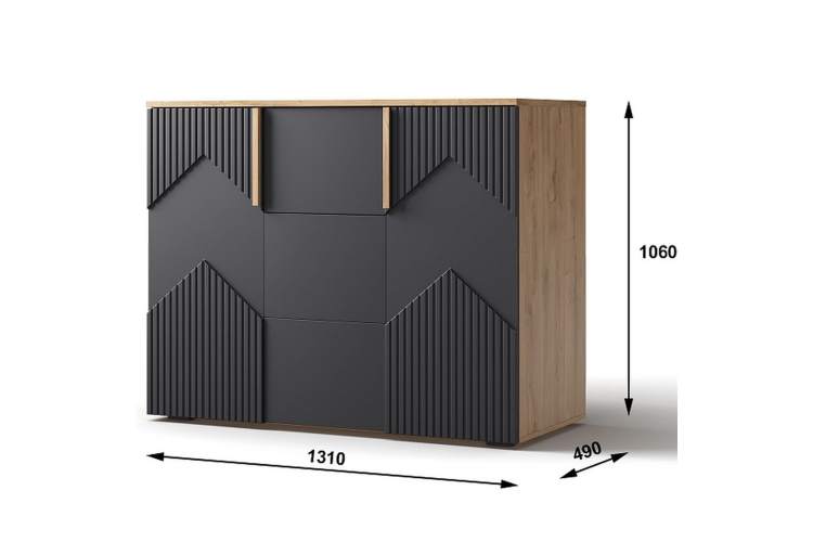 Комод «Оливия» 2Д3Я КМК 0971.2, дуб наварра/шагрень черная-2