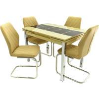 Обеденная группа (Стол Шанхай Каре и 4 стула Шато), цвет бежевый