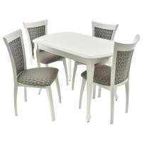 Обеденная группа (Стол Прага и 4 стула Тулон мягкий), эмаль белая