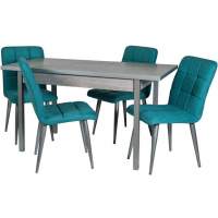 Обеденная группа (Стол Денвер и 4 стула Даллас), ткань Канди Аквамарин