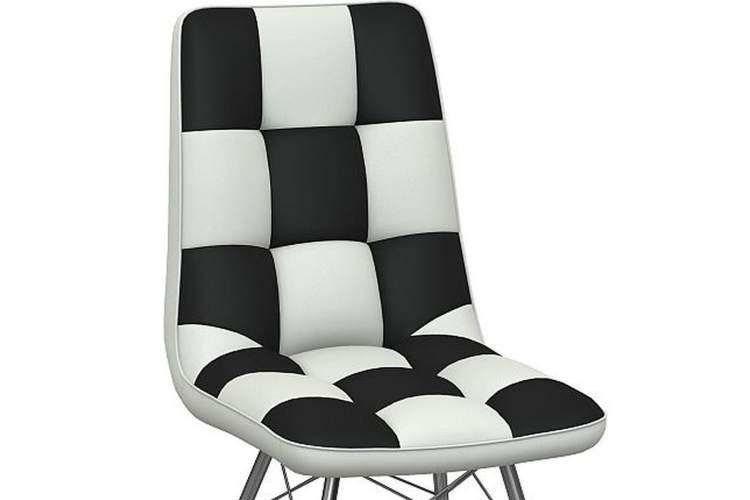 Стул «Бордо» двухцветный бело-черный, паук хром-3