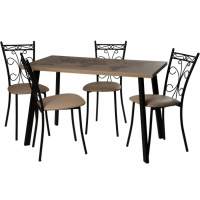 Обеденная группа (Стол Бремор и 4 стула Неаполь), Линкольн бежевый