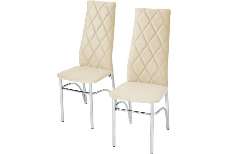 Комплект стульев «Малибу» 2шт, каркас хром, бренди 03, ромб-2