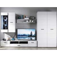Стенка «Йорк» со шкафом, Белый/белый глянец