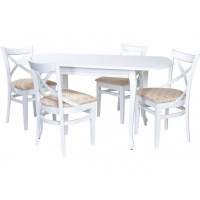 Обеденная группа (Стол Прага и 4 стула Соло Венский), эмаль белая
