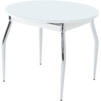 Стол «Ривьера» круг, стекло белый, опоры хром