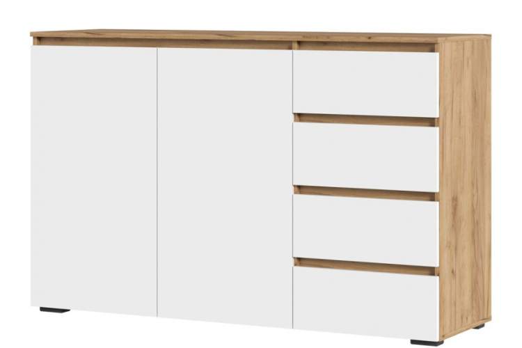 Комод «Хелен» КМ-06, белый/дуб крафт золотой