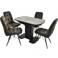 Обеденная группа (Стол Корсика Мрамор светлый и 4 Бордо Милано 12), черный