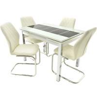 Обеденная группа (Стол Шанхай Каре и 4 стула Шато), цвет белый