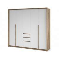 Шкаф «Мишель» 5дв, Дуб крафт золотой/Белый жемчуг в гостиную