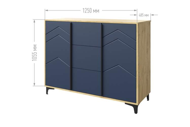 Комод «Тиана» КМК 0967.16, дуб наварра/синий матовый-2