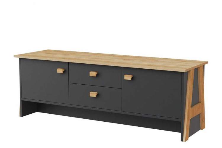 Тумба под ТВ «Скандинавия 2Я2Д» КМК 0905.23, Графит/ дуб наварра-1