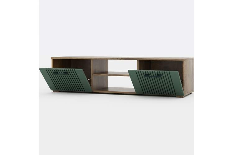 Тумба под ТВ «Монреаль» 2Д КМК 0986.5, дуб канзас/зеленый матовый-2