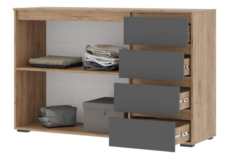 Комод «Хелен» КМ-06, графит/дуб крафт золотой-2