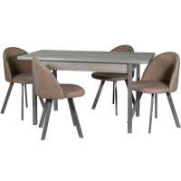 Обеденная группа (Стол Денвер и 4 стула Спайдер), ткань рогожка Кэмел