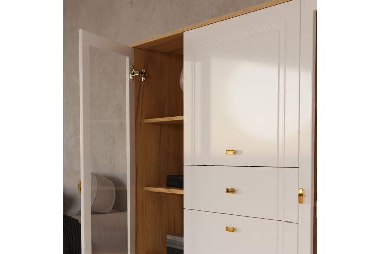 Шкаф-витрина Вега Сапфир низкий, белый глянец-6