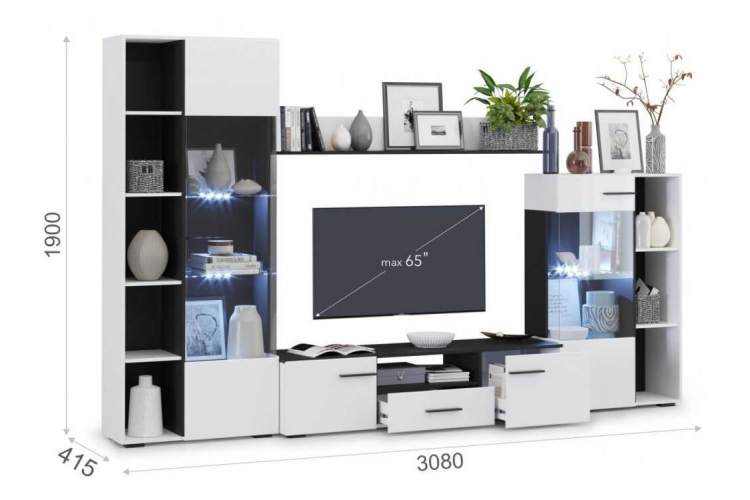 Стенка «Невада», Морское дерево/белый глянец-6