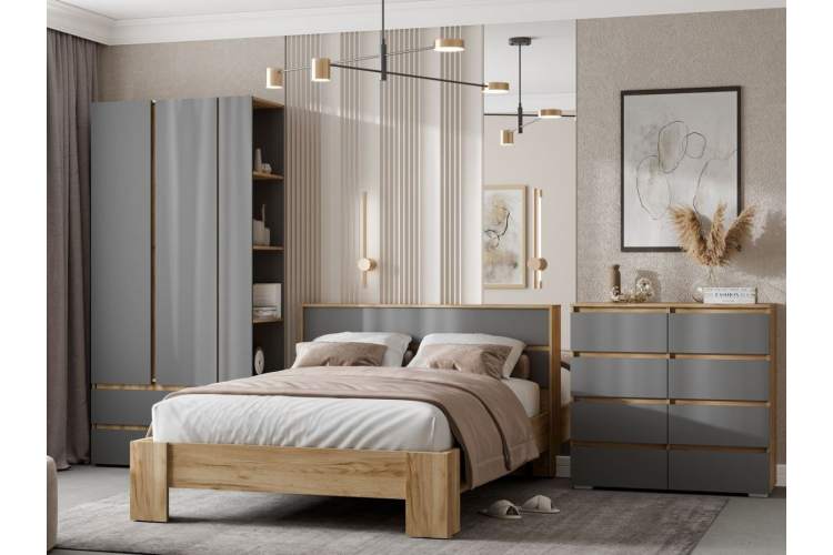 Комод «Хелен» КМ-06, графит/дуб крафт золотой-3