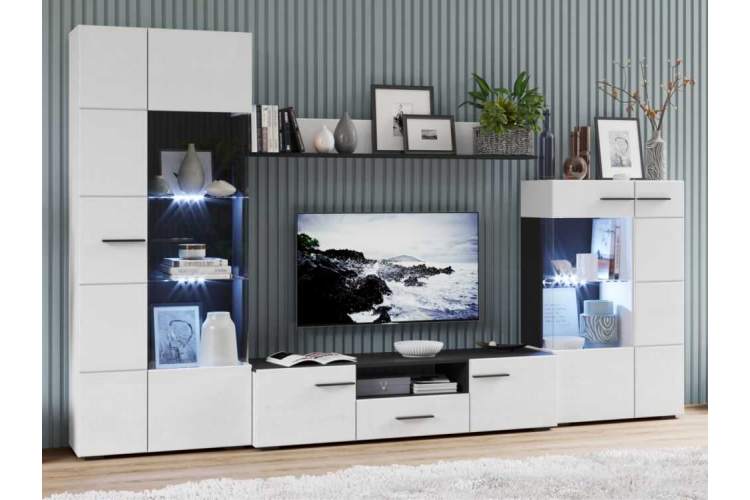 Стенка «Невада», Морское дерево/белый глянец-1