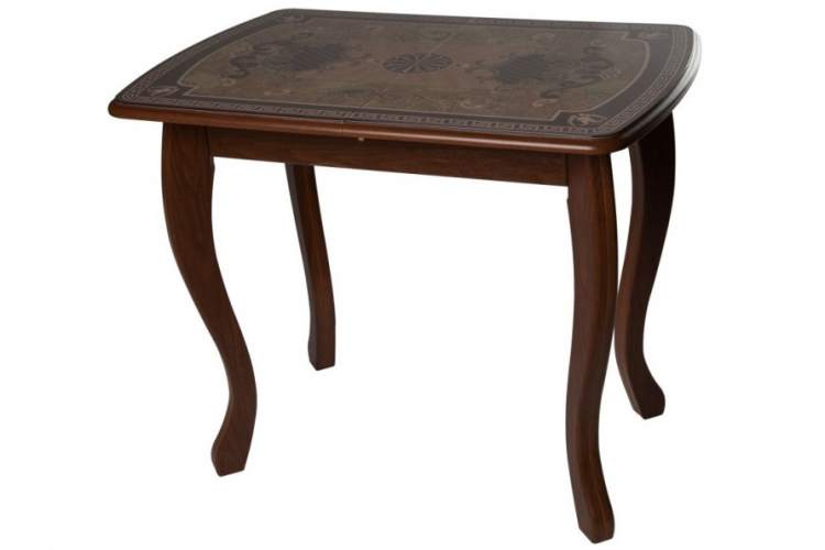 Стол М58 «Альба» мини стекло ДП1-02-06, Инкрустация, мореная береза