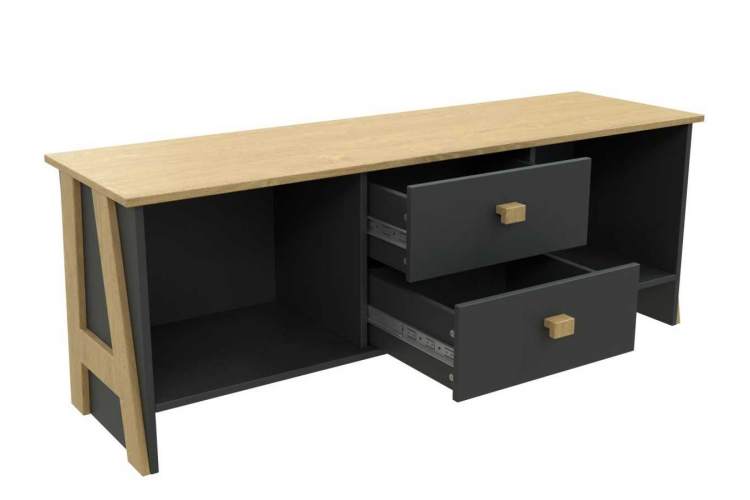 Тумба под ТВ «Скандинавия 2Я2Д» КМК 0905.23, Графит/ дуб наварра-3