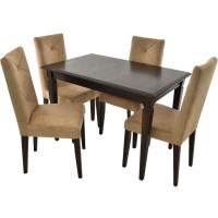 Обеденная группа (Стол Сиена и 4 стула Помпей ромб), орех темный