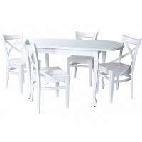 Обеденная группа (Стол Прага и 4 стула Соло Венский жесткий), эмаль белая