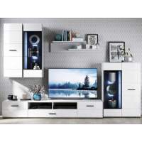 Стенка «Йорк» с комодом, Белый/белый глянец