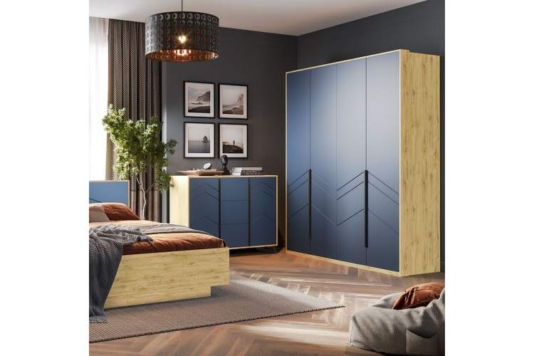 Комод «Тиана» КМК 0967.16, дуб наварра/синий матовый-4