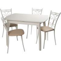 Обеденная группа (Стол Верона и 4 стула Неаполь), Линкольн бежевый