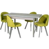 Обеденная группа (Стол Денвер и 4 стула Спайдер), ткань Канди Олива