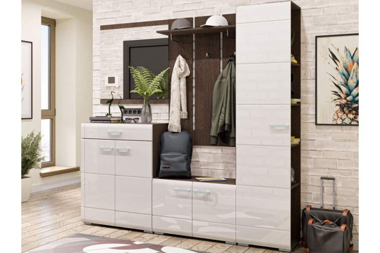 Пенал-стеллаж «Вегас», белый глянец/венге-4