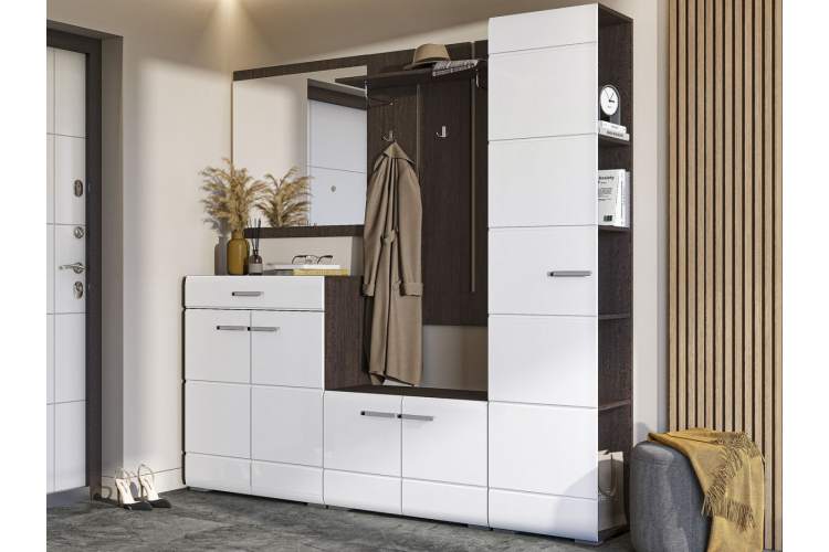 Пенал-стеллаж «Вегас», белый глянец/венге-6