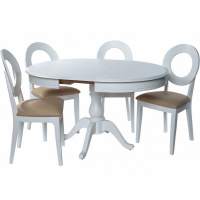 Обеденная группа (Стол Фабрицио-1 D 100 и 4 стула Коломбо-2), эмаль белая